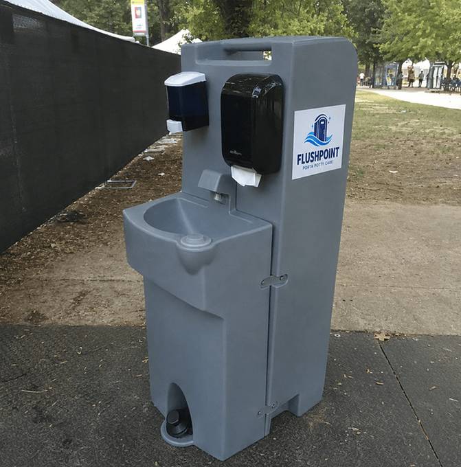 Portable handwash station at a San Francisco, CA outdoor event