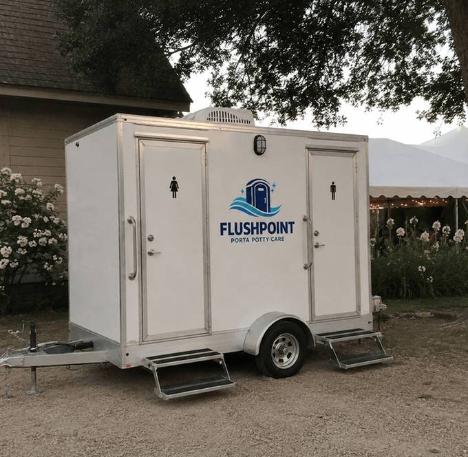 Restroom trailer at a San Francisco, CA wedding venue